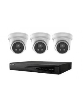 3 x Hikvision 4 Megapixels IP Cameras with mounting box and 2 TB 4 channel recorder